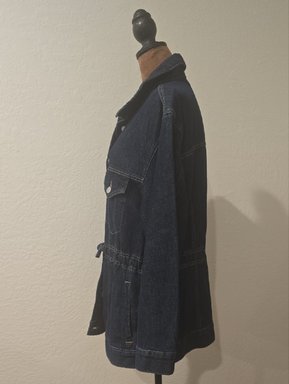 Universal Thread Dark Indigo Drawstring Denim Jacket - Picture 2 of 5